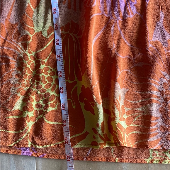 Lafayette 148 New York 100% Silk  Floral Mini Slip Dress Size 12 Orange Yellow - Picture 7 of 7